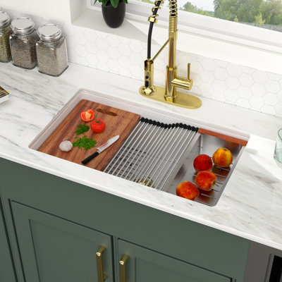 Évier de cuisine encastré 32 po x l 19 po en céramique blanche