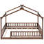 Structure de lit pleine grandeur avec clôture, finition noyer, pin, style maison de jeu pour une maison de sommeil amusante et confortable, construction en pin, espace de jeu, aménagement semi-fermé-130714553-130714551