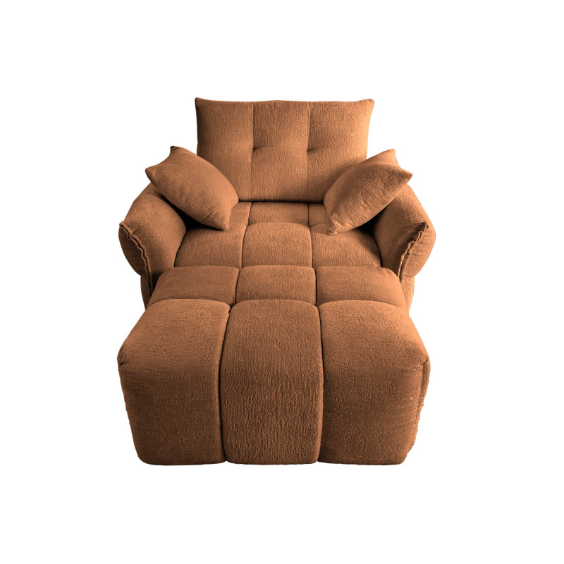 Ergonomic Single Seater Sofa With Ottoman, Highresilience Support Cushions, Easy Assembly Modern Lounge Chair
