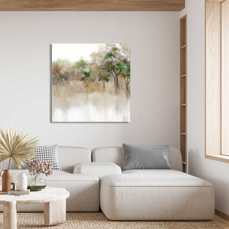 «Subtle Meadow Reflections» par Carol Robinson - Peinture, L 36 po x H 36 po, Toile tendue