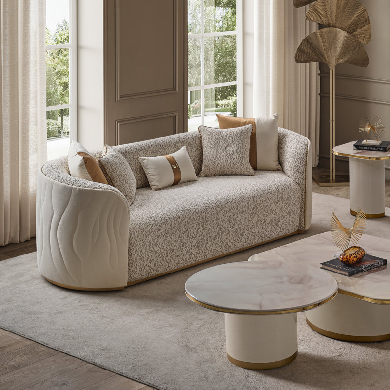 Gineverra Loveseat - Biscotti/Ivory Gold