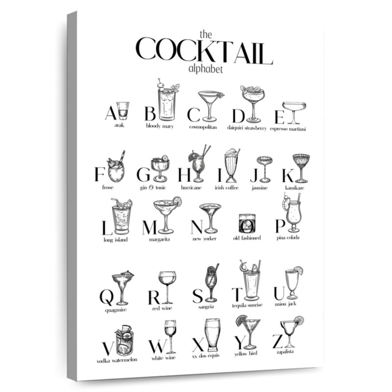 Yarlin Cocktail Alphabet Chart, 48" H x 32" W