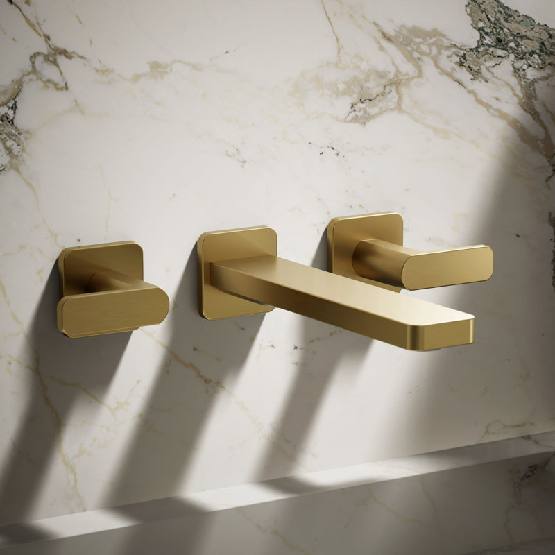 Parallel Wall-Mount Bathroom Sink Faucet Trim, Gold