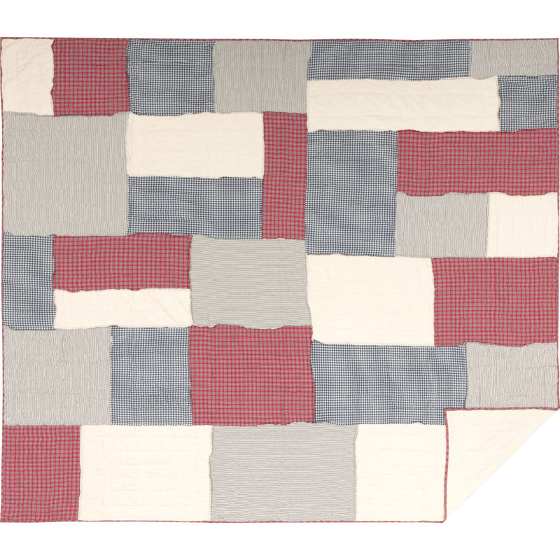Courtepointe réversible Hatteras Americana - rouge / coton blanc / bleu denim, Très grand luxueux