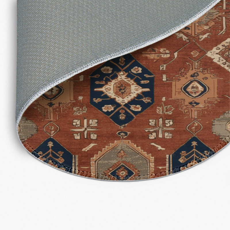 Persian Brown Indoor and Outdoor Area Rug, Round 5'