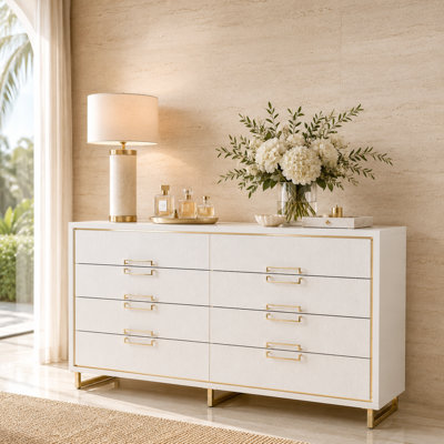 Palm Gate 6-Drawer Dresser - Cloud White