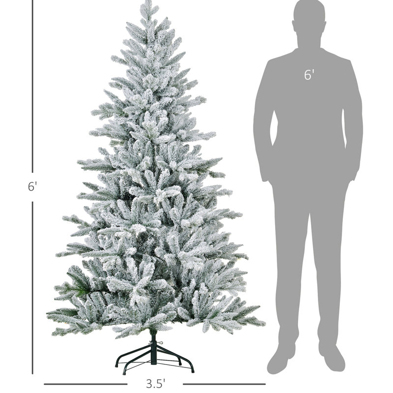 Arbre de Noël artificiel floqué neige avec 994 pointes, support en métal pliable, arbre de Noël à charnières, 5.11'