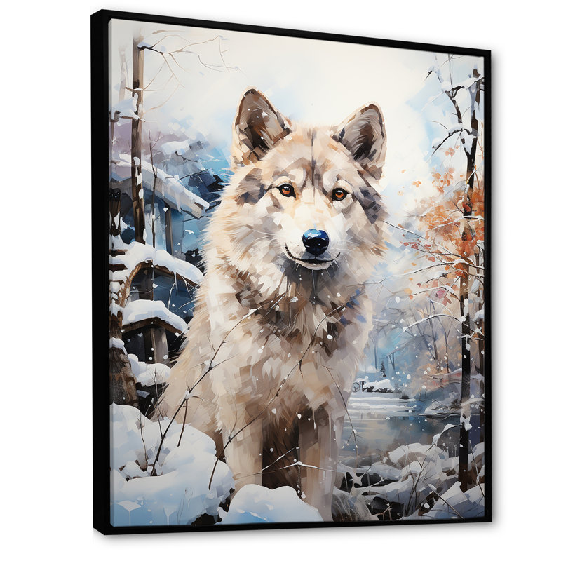 Siberian Dog Serenity III sur toile, Cadre flottant noir, H 40 po x l 30 po