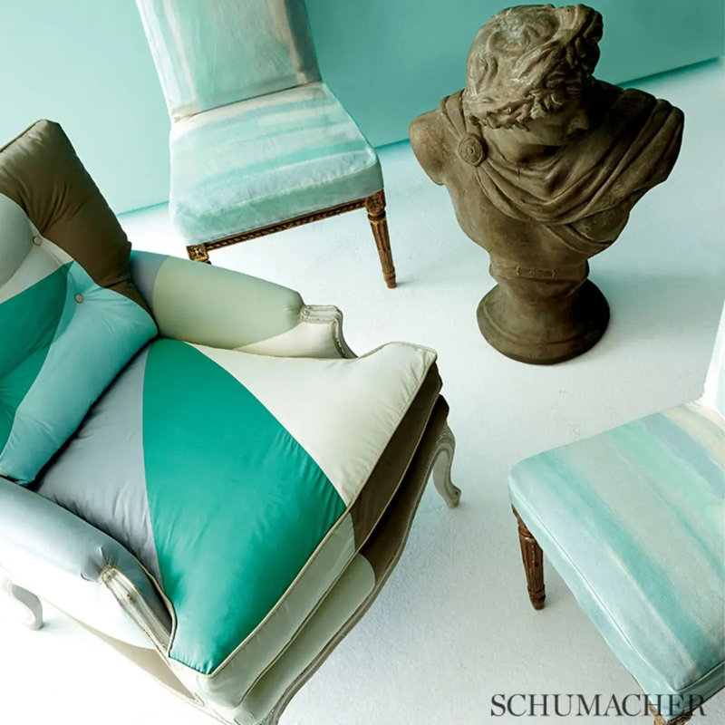 Tissu aquarelle Schumacher x Miles Redd, Céladon