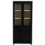 Vitrine en bois de frêne avec 2 portes en verre rétro - moderne, tablettes réglables et charnières amortissantes pour portes de bibliothèque style Mid-Century avec poignées en métal et rangement pour le salon-1278298396