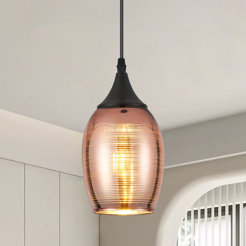 1 - Light Glass Single Pendant Light, Red