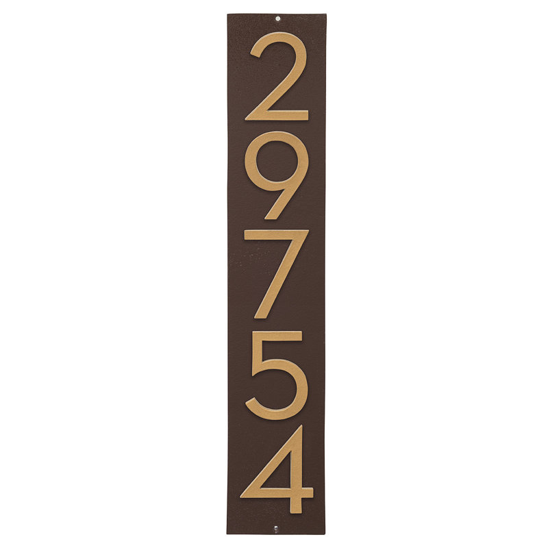 Plaque d'adresse verticale flottante 4 po (5 chiffres), Bronze romain, Or