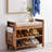6-Pair Capacity Red-Brown Bamboo Shoe Bench with Hidden Storage