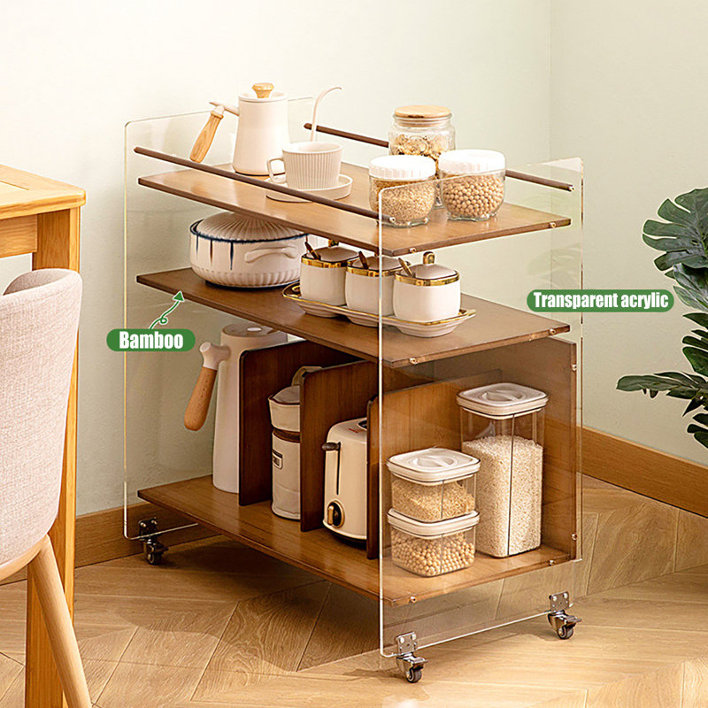 Accent Side Table with Bamboo Base, Tawny