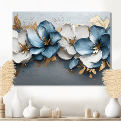«Blue Gold Velvet Blue Tulips River I», reproduction d'art traditionnelle en métal, décoration murale en métal tulipes