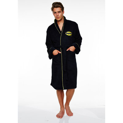 Batman Fleece Above Knee Bathrobe with Pockets