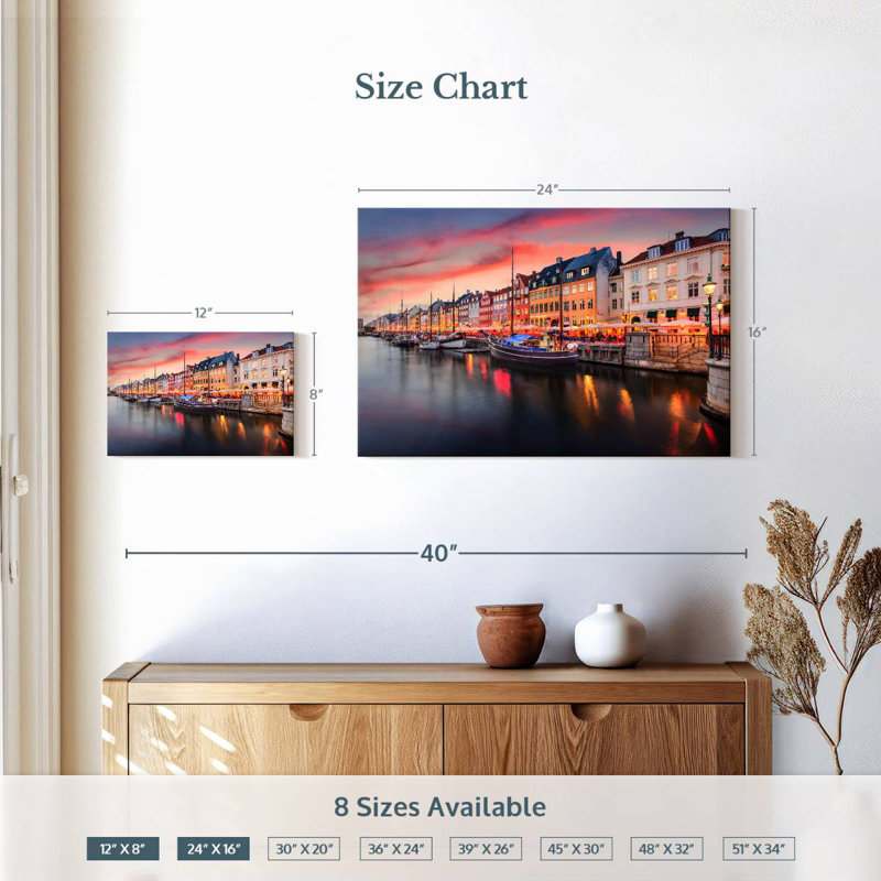 Ravi Nyhavn, canal de Copenhague, H 16 po x l 24 po
