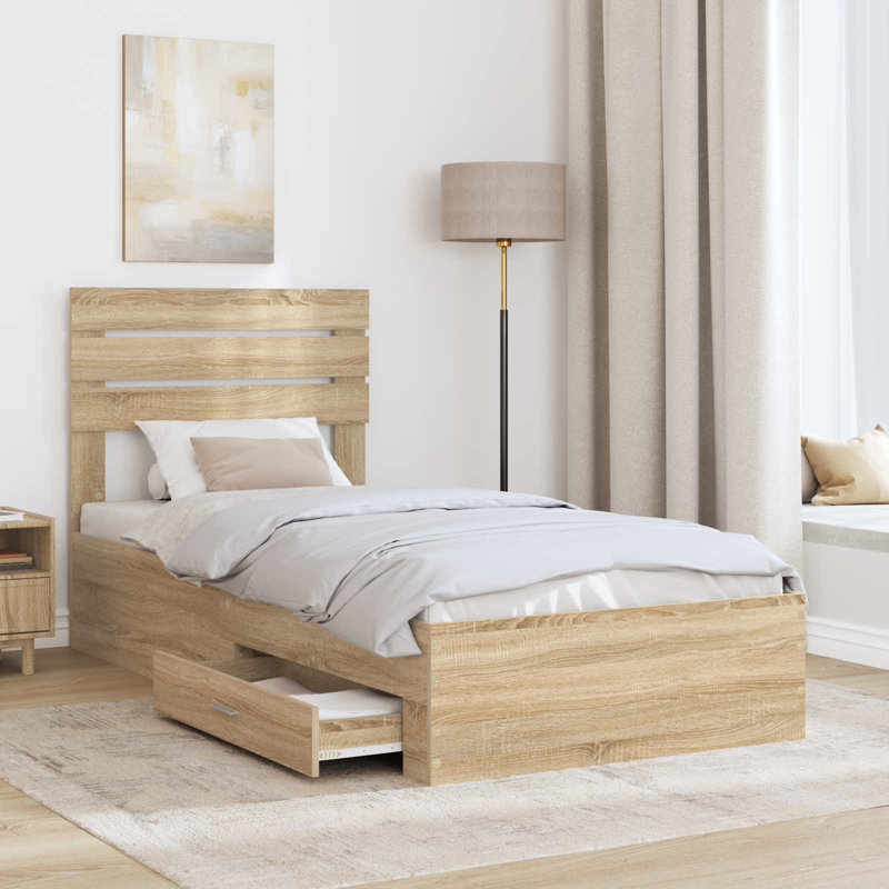 Bed, Silver/Sonoma Oak