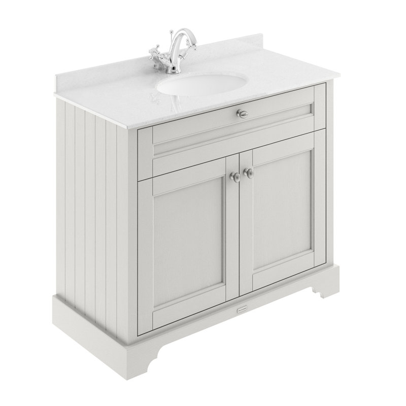 Old London 1000mm Free-standing Single Vanity Unit, Timeless Sand, White