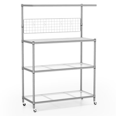 4-tier Coffee Bar Table W/adjustable Shelves S Hooks Hanging Net & Shelf Liner