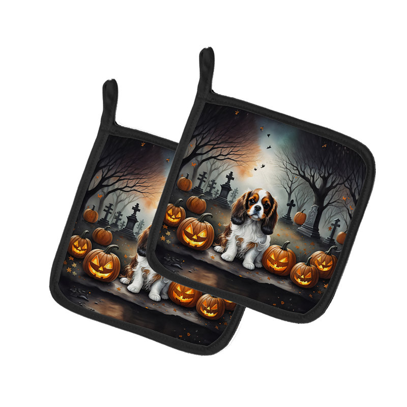 Paire de supports à casserole Cavalier Spaniel Spooky Halloween