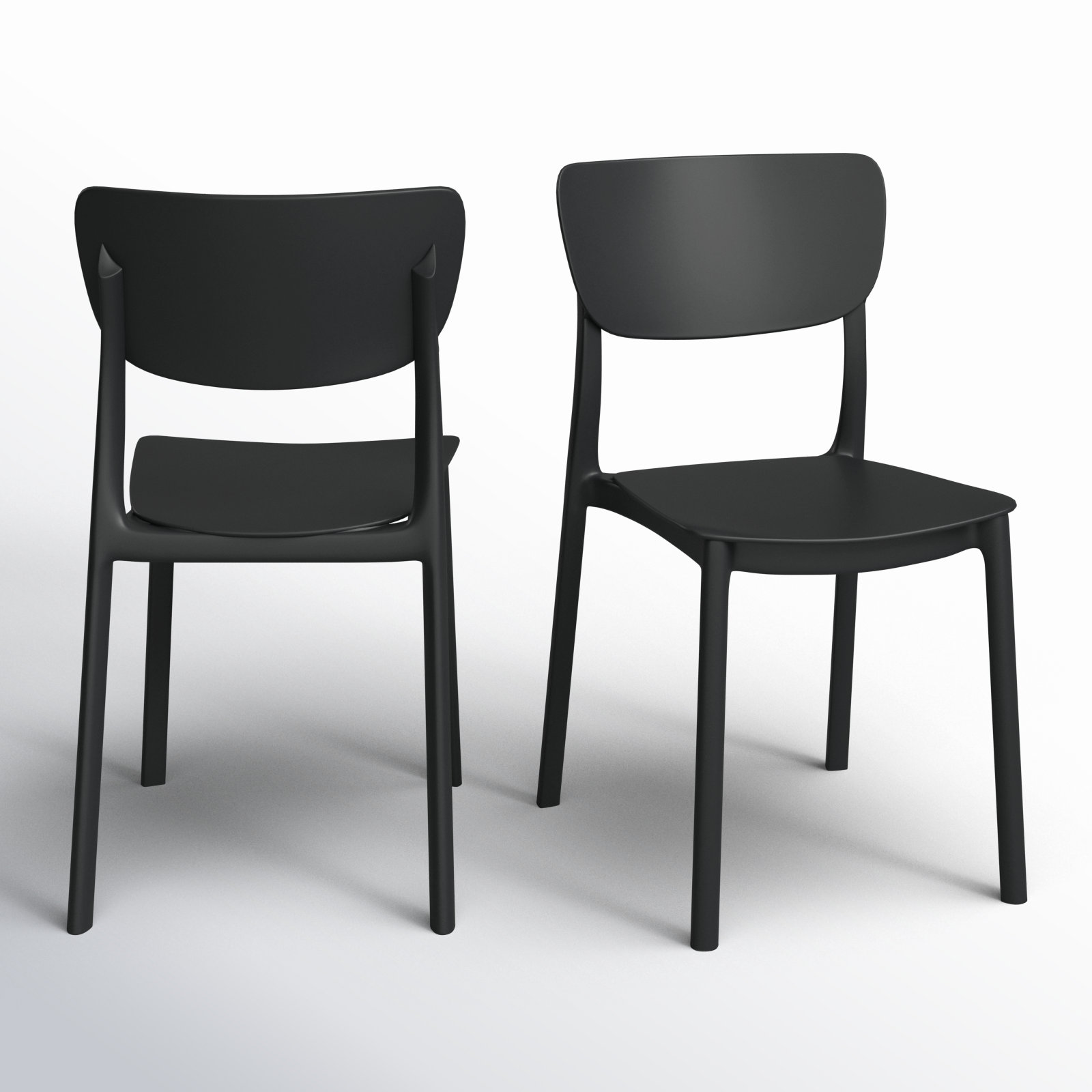 Farrah Outdoor Stacking Dining Side Chair, Black