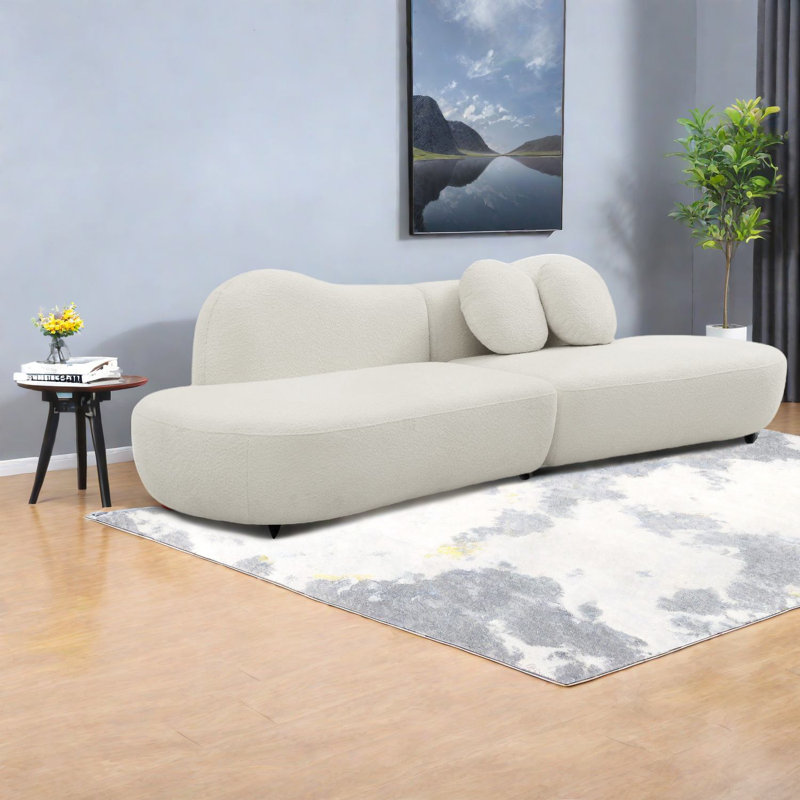 Premium Curved Sofas, Boucle Upholstery, Modern Design, For Home Use