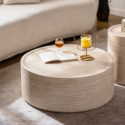 Drum Circle Coffee Table with Mars Pattern, No Need Assembly by Orren Ellis