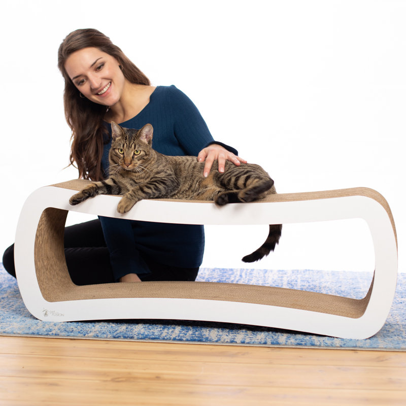 White Two-Level Cardboard Cat Scratcher Lounge
