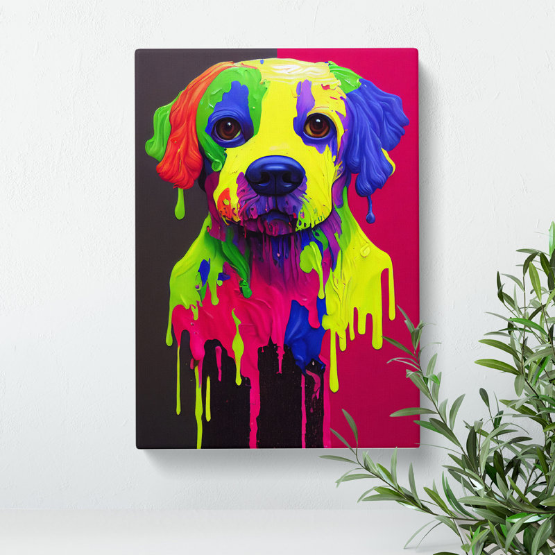 XC1022-1838X Dog Paint Drip No.5 Abstract - Wrapped Canvas Print, 76cm H x 50cm W x 3cm D