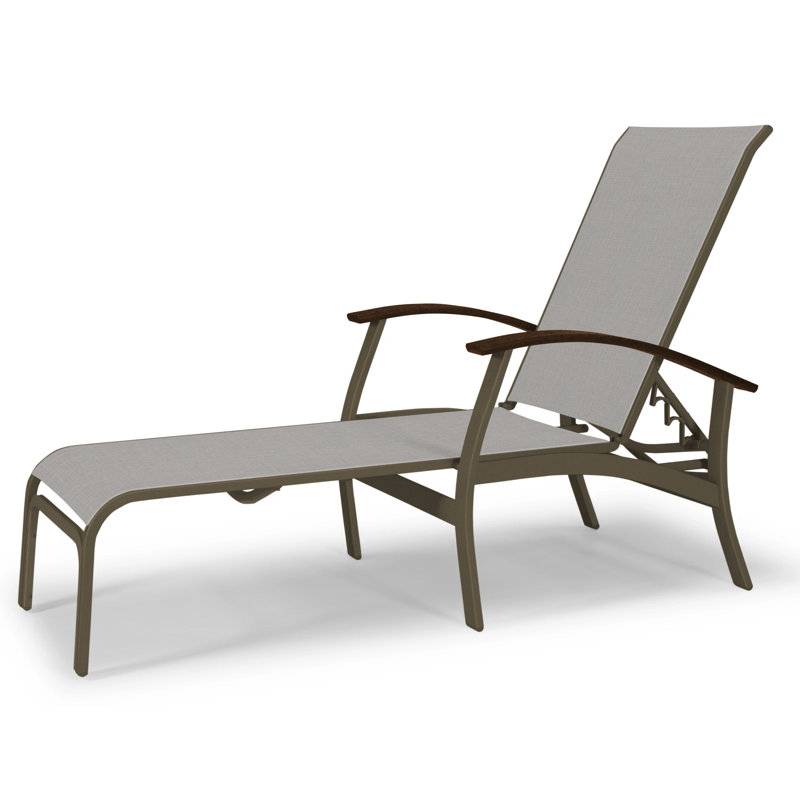 Askar Outdoor Rust-Resistant Metal Chaise Lounge, Textured Beachwood, Alloy Sunbrella®, Kona P10