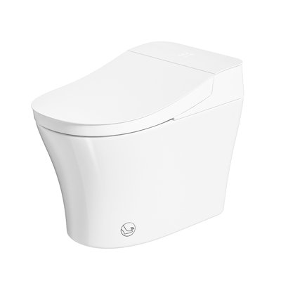 Bidet de toilette intelligent avec réservoir intégré et mécanisme d'ouverture / fermeture automatique, séchoir à eau chaude, chauffage instantané, siège chauffant, chasse d'eau en cas de panne de courant, dispositif sécuritaire, blanc laiteux, esthétique de conception américaine,