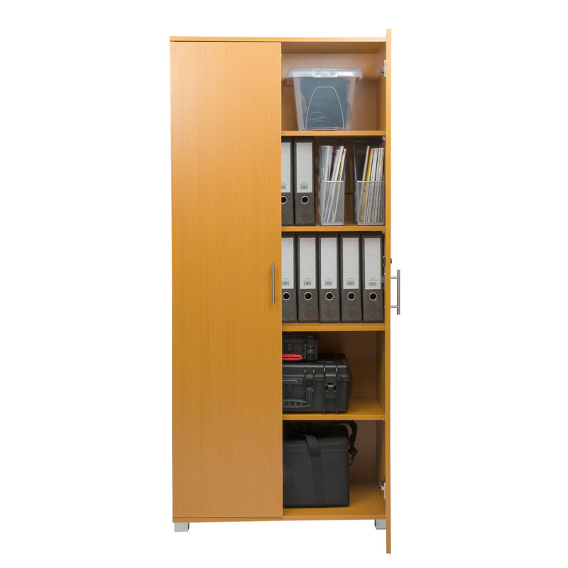 Budd Wooden Storage Cabinet with Lock, 2 Door Storage Cupboard File, Tool, Cabinet