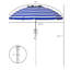 Parasol de plage inclinable et réglable, housse de protection 40+, 2 porte-gobelets et crochets, parasol portatif à rayures bleues et blanches, système à hauteur contrôlée, auvent, crochet ventilé