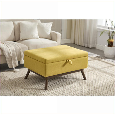 Repose-pieds avec rangement, bois massif de style Mid-Century moderne pour le salon, vestibule | Noyer brun | Bois