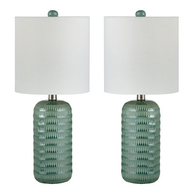 Ensemble de 2 lampes de table en céramique avec abat-jour en lin