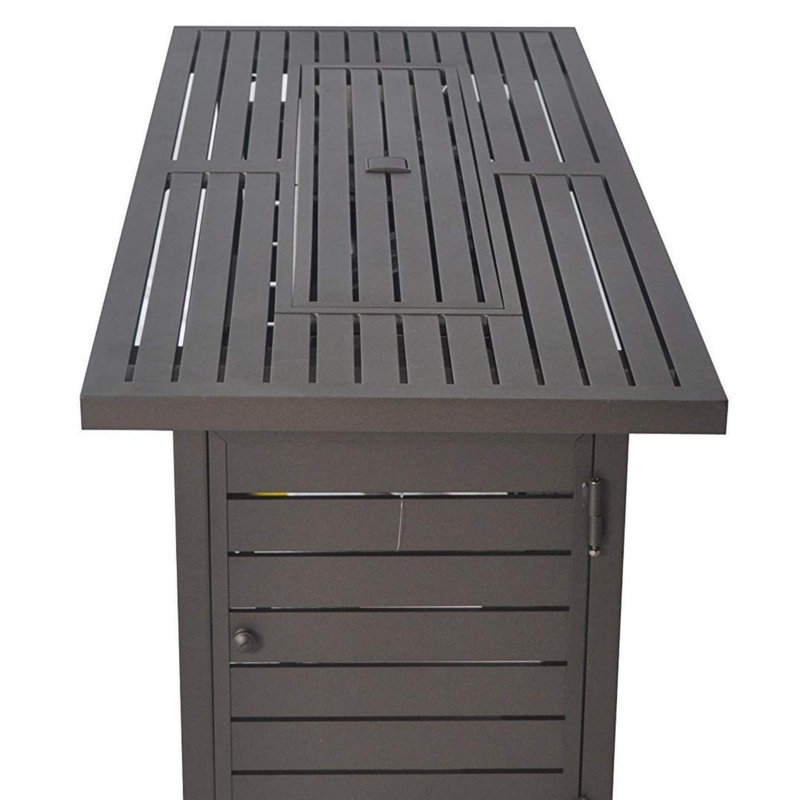57 in Propane Fire Pit Table, 50000BTU, Retangular , with Lid & Wind Guard, Bronze