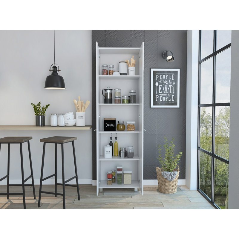 Garde-manger Baleare, cinq tablettes intérieures, quatre pieds, Gris