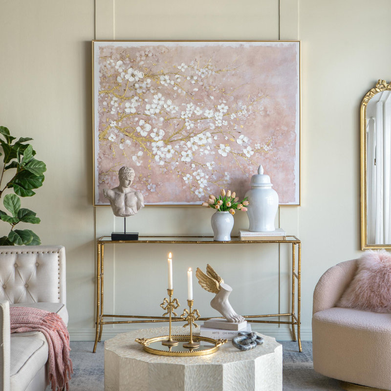 59.1x47.2" Hand-Painted Cherry Blossom Canvas Art