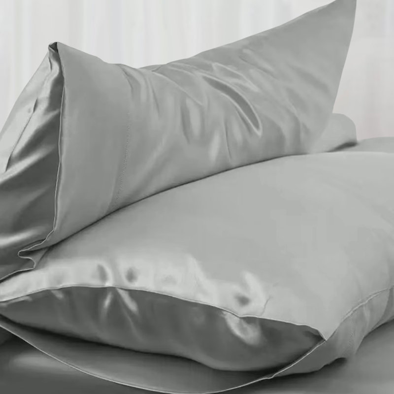 Miko 100% Silk Square Oxford Pillowcase, Grey