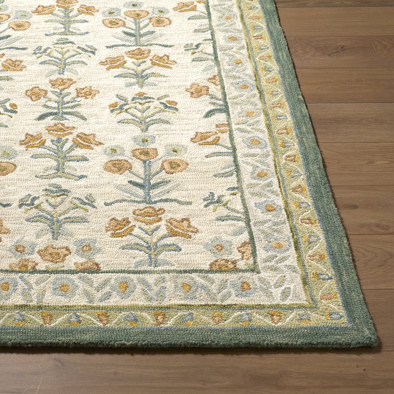 Rectangle Moroccan Wool Hand Tufted Washable Area Rug, Sage/Mustard/Cream/Sky Blue/Olive/Slate Grey, Rectangle 153 x 230 cm