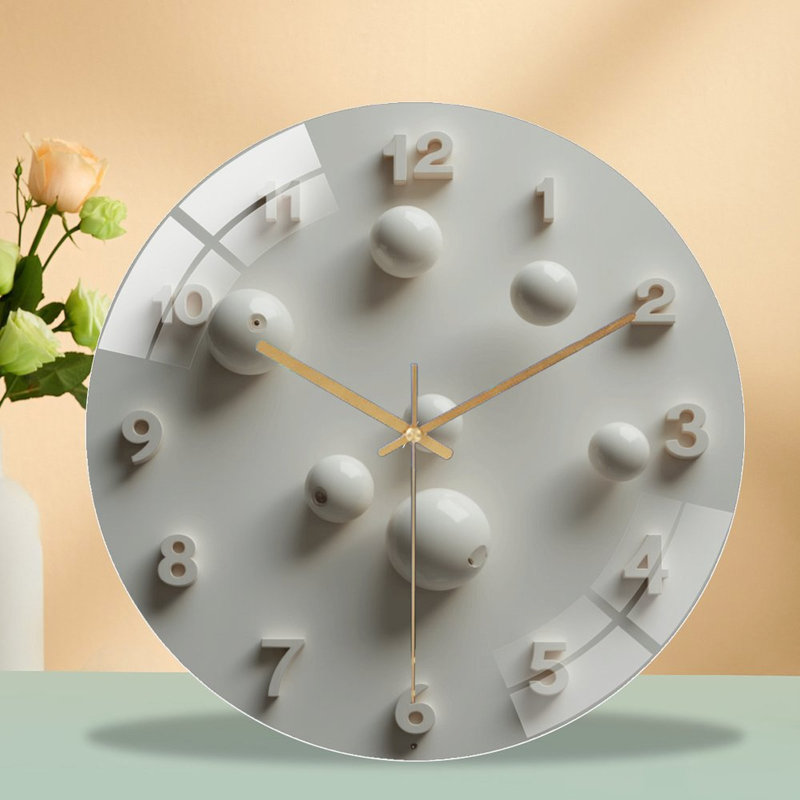 Horloge murale moderne minimaliste avec éléments d'art en 2 dimensions - horloge murale en verre 12 po