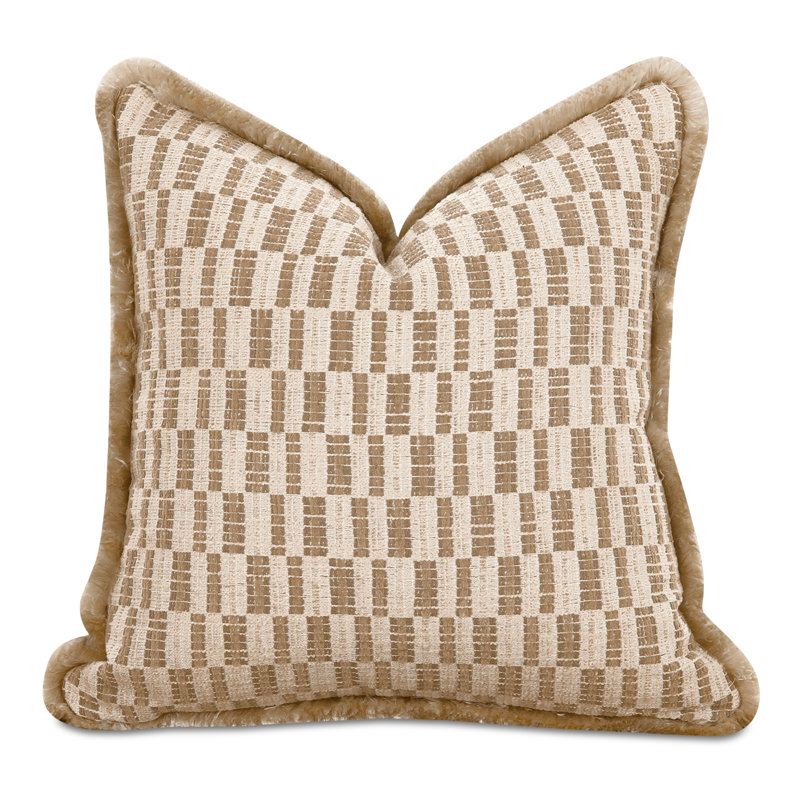 Leone Textured Reversible Throw Pillow, Taupe