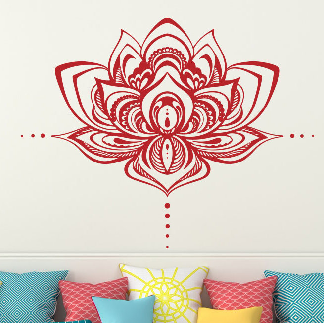 Décalcomanie murale fleur lotus Natazhat, Rouge