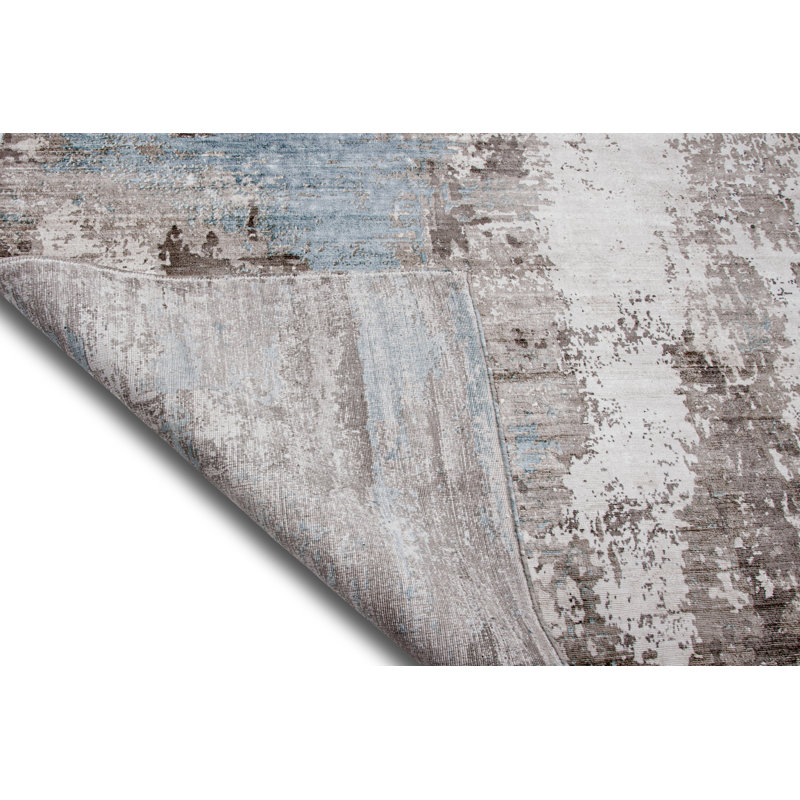 Hand Loomed Abstract Area Rug, Rectangle 6' x 9'
