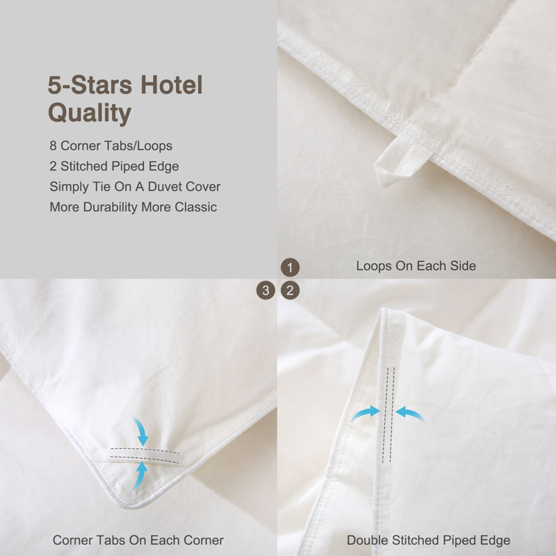 Lightweight Down Feather Comforter All Seasons Duvet Insert, Twin