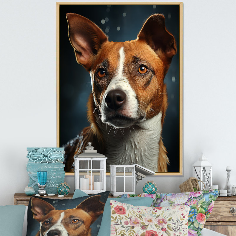 «Dog Basenji Bliss II» sur toile, Cadre naturel flottant, H 44 po x l 34 po x P 1,5 po