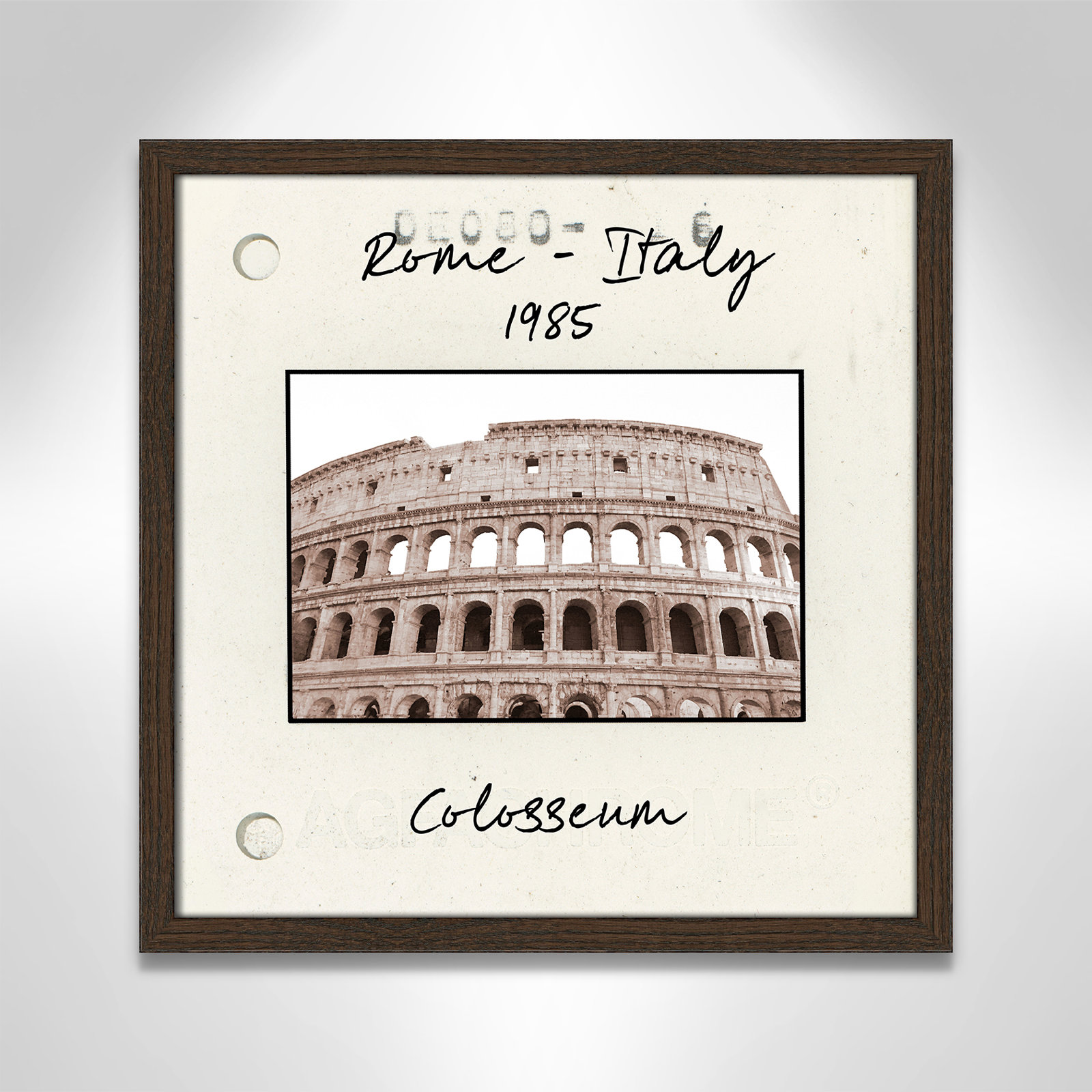 Rome, Italy - Colosseum Print by Natalie Carpentieri, 17" H x 17" W x 0.75" D, Walnut Single Picture Framed Paper