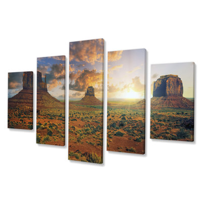 Sunrise On Monument Valley - Landscapes Canvas Print - 5 Panels