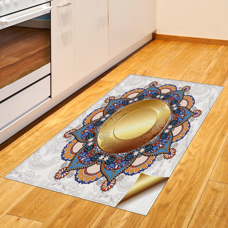 Tapis décoratif en fibres à haute densité Mandala, Rectangle 2 pi 7 po x 5 pi